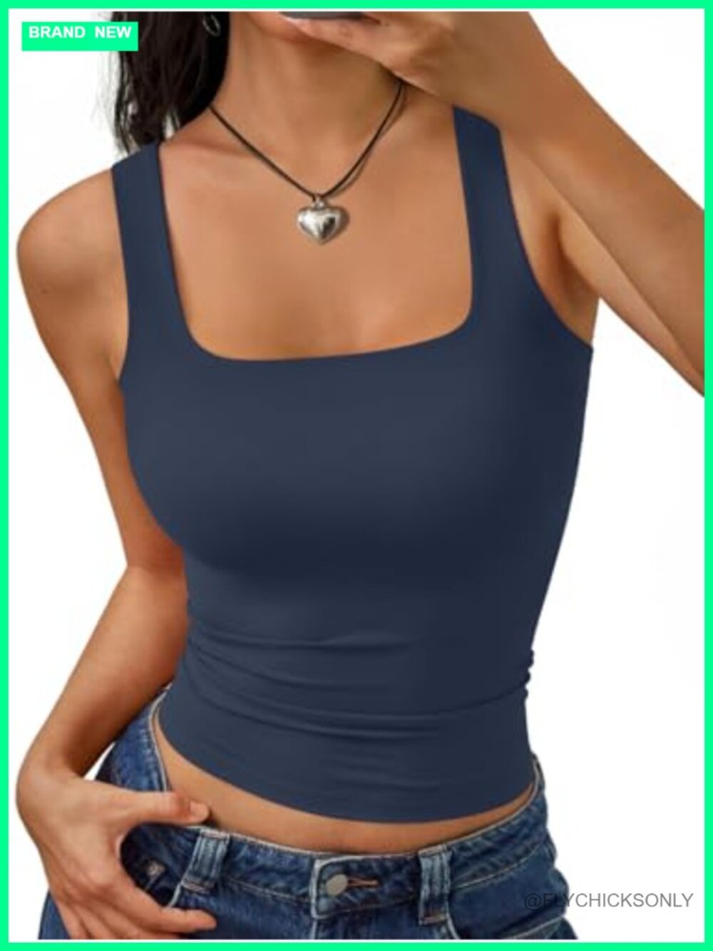 Double Lined Square Neck Tank Top Slim Fit Sleeveless
